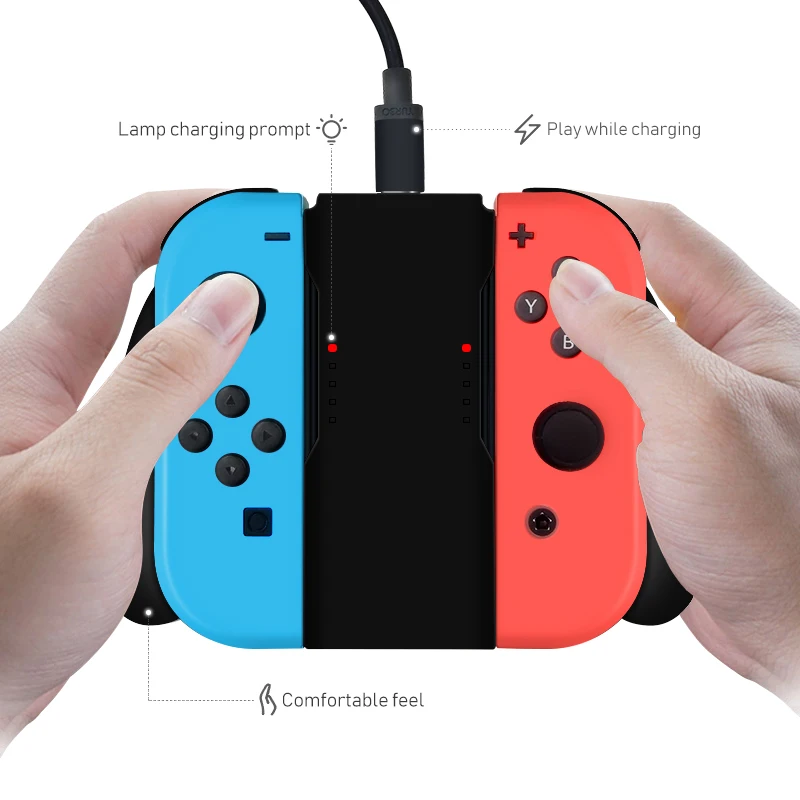 Фото Зарядный Док-станция DATA FROG Grip с ручкой Совместимость-переключатель Nintendo OLED Joy Pad ручка контроллер зарядное устройство Подставка для выключателя №2
