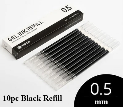 10pcs Black Refill 10 шт./компл. Xiaomi Mi KACO ручка 0,5 мм ABS Пластик гладкая чернильная ручка для студента работника Применение для дома/школы/KACO пополнения чернил - Цвет: 10pcs Black Refill