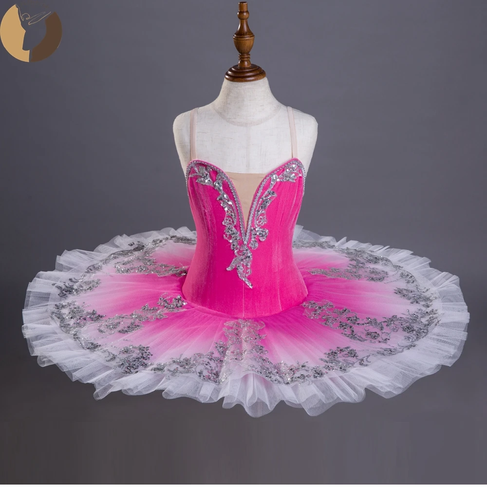 Бархатная балетная пачка FLTOTURE для детей розового цвета серебряные украшения