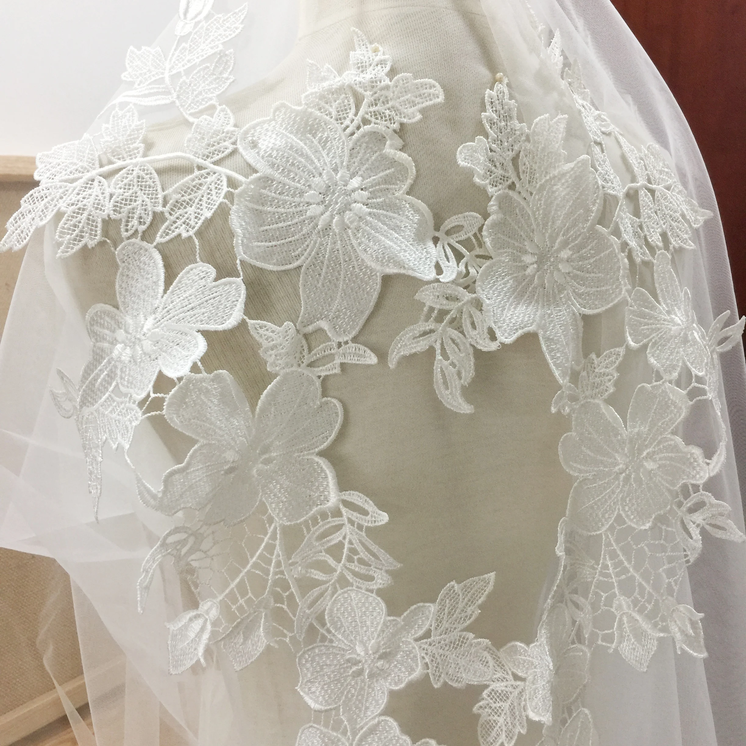 

Изысканный большой кусок Водорастворимая кружевная пара с аппликацией в виде цветка, свадебное платье с вуалью, DIY аксессуары