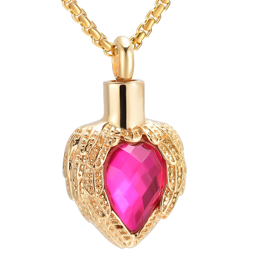 LL027 Золото Нержавеющая сталь Крыло ангела перо завернутый капля кристалл