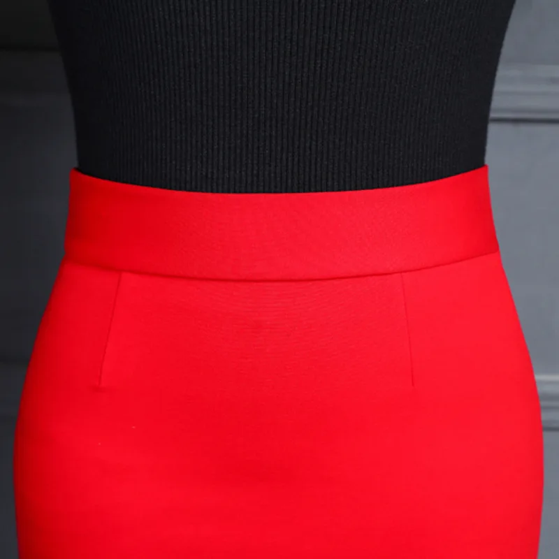 Женская одежда для работы черная красная юбка костюм корейская мода стрейч