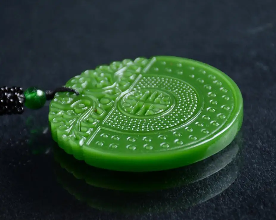 

LETSFUN Fine Jewelry Beautiful Natural Green Hand-carved Chinese Hetian Jasper Two Dragon Pendant Free Shipping