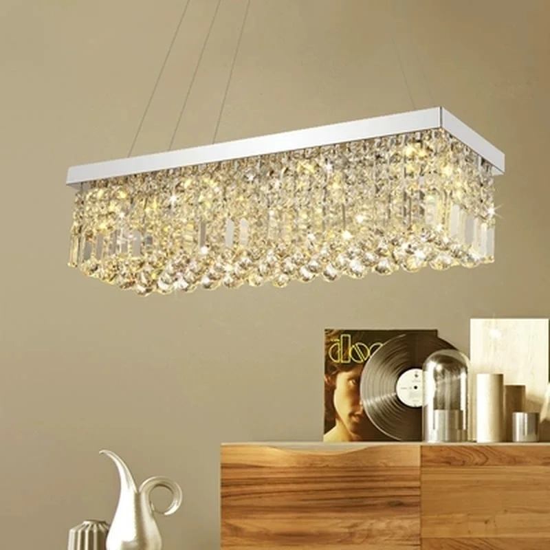 Новая Современная хрустальная люстра для столовой прямоугольная Потолочная |