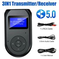 bt 5 0 receiver transmitter lcd display usb wireless adapter 3 5mm aux jack rca audio music receiver for pc computer car