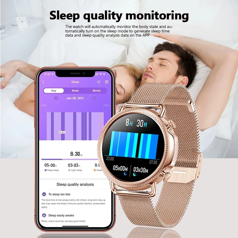 

New Luxury Women's Smart Watch Heart Rate Blood Oxyegen Sleep Monitoring Bracelet Clock Information Reminder Sport Smartwatch