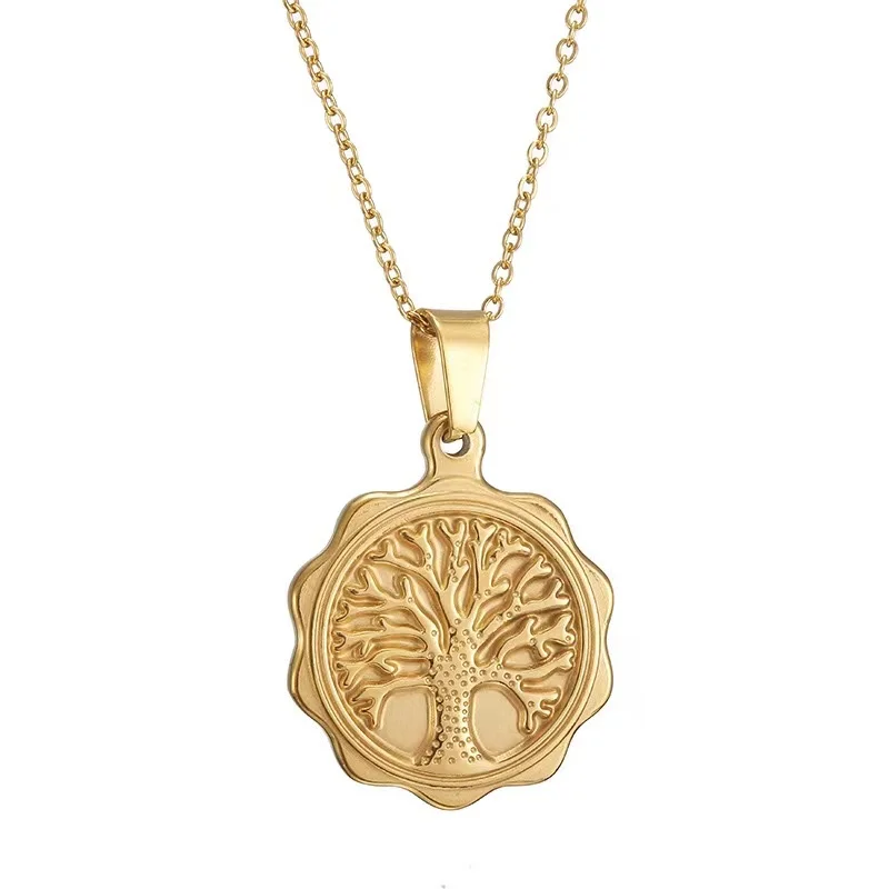 Простое дизайнерское ожерелье из нержавеющей стали с изображением дерева жизни