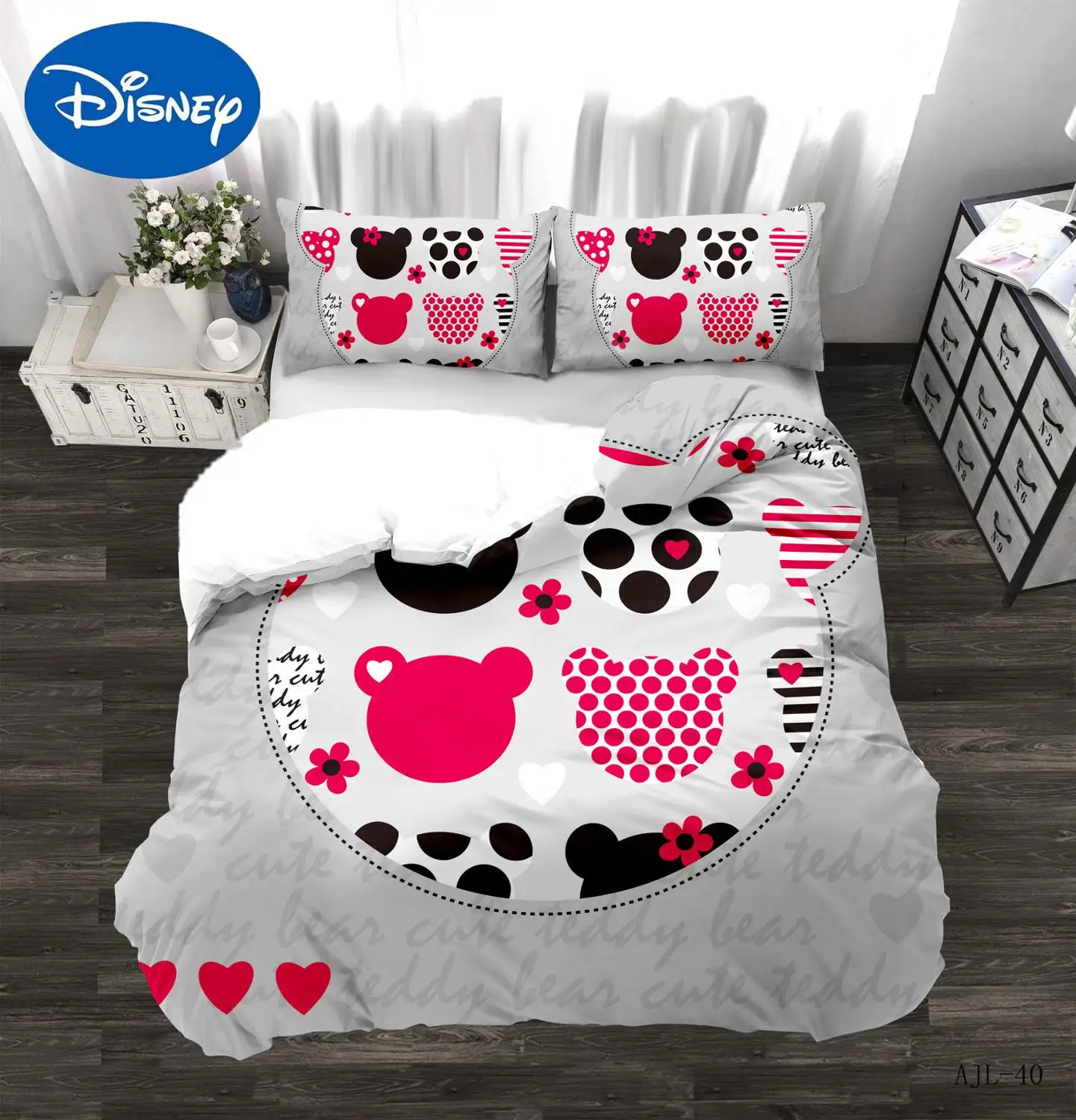 Комплект постельного белья Disney Mickey Minnie с мультяшным рисунком пододеяльник