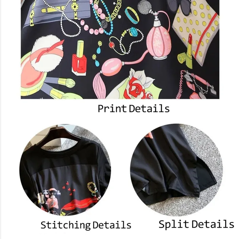 

Summer Casual Long Dress For Women 2021 Elegant Short Sleeves Plus Size Vintage Fashion Spliced Floral Pattern Basic Black Dress