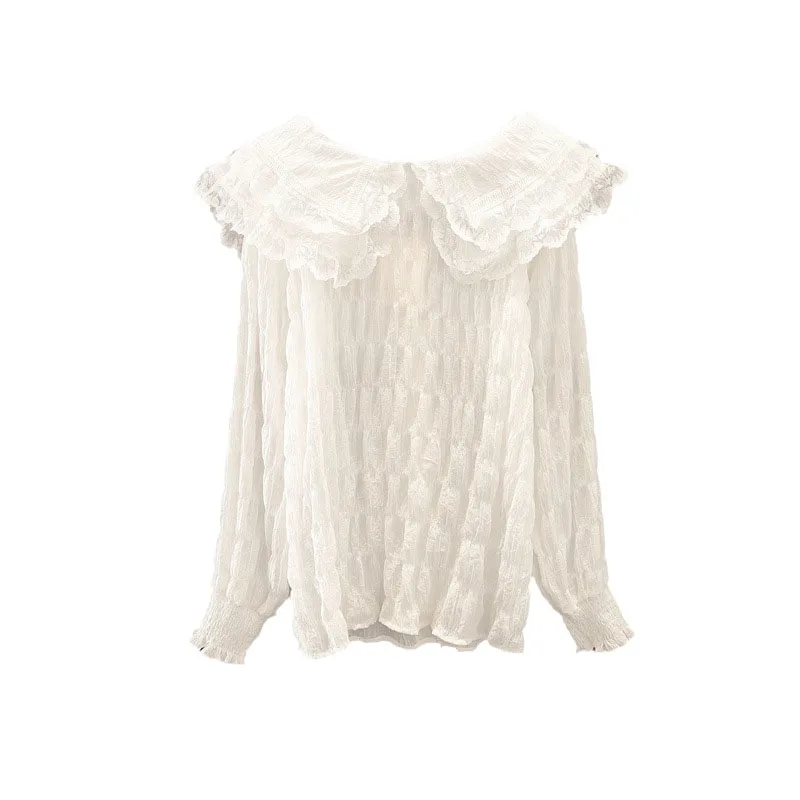 

Plus Size Women's Autumn 2020 New Fat Sister Loose Temperament Bottoming Shirt Western Style Doll Collar Top UK268