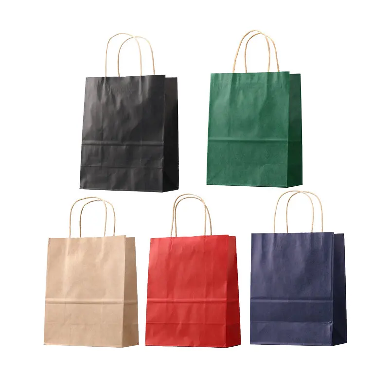 

50PCS/lot Kraft paper Gift bag with handle 15x21x8cm wedding birthday party gift package bags Christmas new year Wholesale