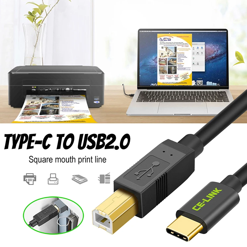 Переходник с разъемом типа C на USB 2 0 B кабель для передачи данных папа принтер
