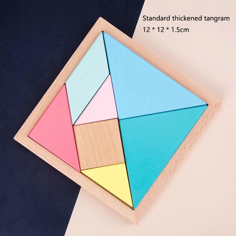 Детская Tangram деревянная цветная головоломка для мороженого квадратная