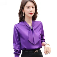 fashion temperament shirt women long sleeve 2021 autumn new elegant purple formal chiffon blouses office ladies casual work tops
