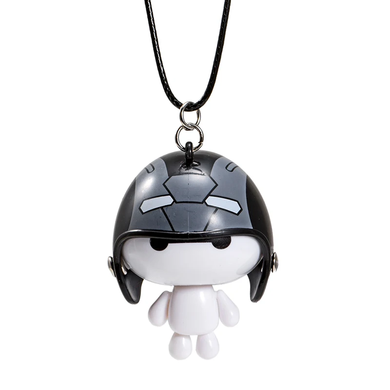 Автомобиль кулон милый шлем робот Baymax куклы висячие украшения автомобили Зеркало заднего вида подвеска украшения аксессуары Подарки - Название цвета: Gray Black