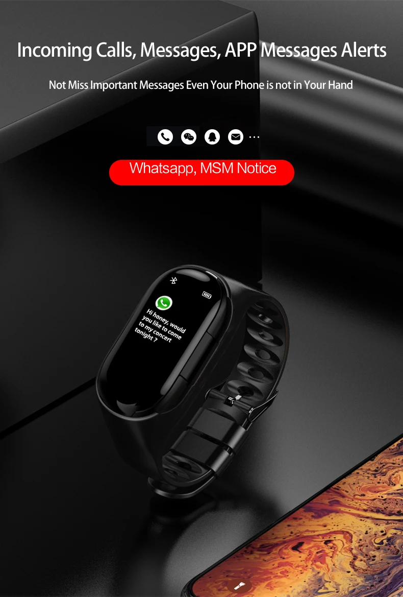 Умные часы M1 AI с bluetooth-наушником, монитор сердечного ритма и артериального давления, умный Браслет, спортивные часы для мужчин в режиме ожидания