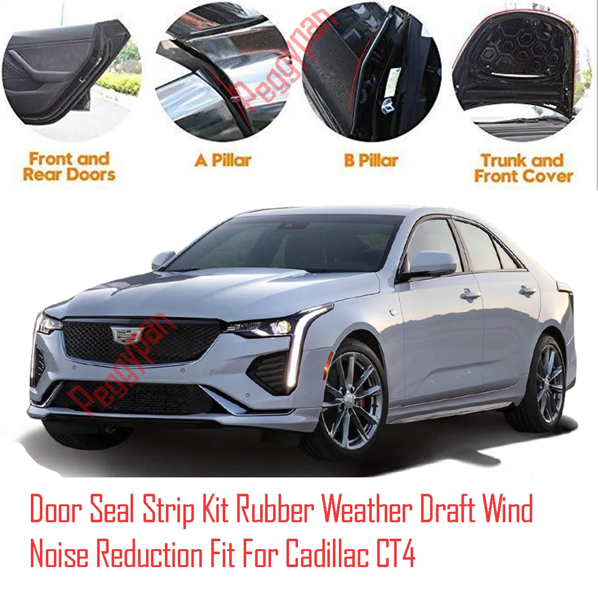 Door Seal Strip Kit Self Adhesive Window Engine Cover Soundproof Rubber Weather Draft Wind Noise Reduction Fit For Cadillac CT4