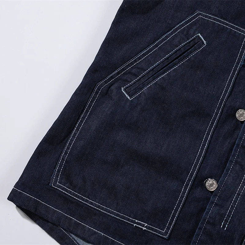 

Spring and autumn new denim jacket men's fashion hooded Slim casual cotton solid color jacket large size 5XL men's clothing