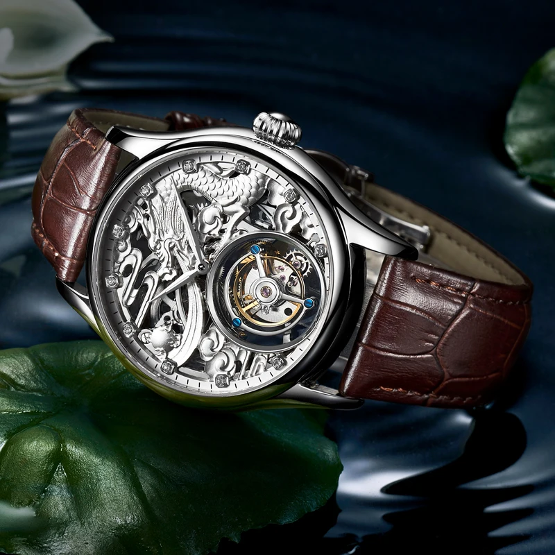DOM Tourbillon часы для мужчин лучший бренд класса люкс водонепроницаемый кожаный