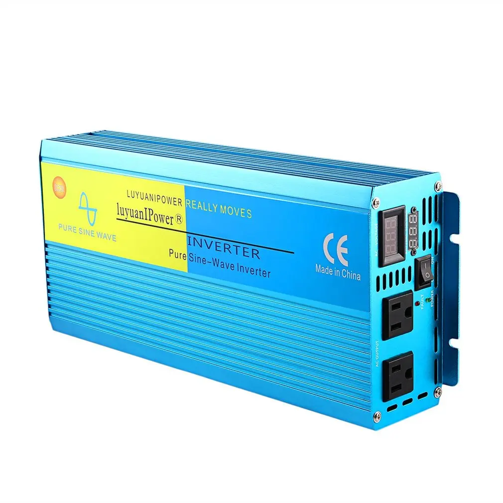 

1500W High Power Car Power Inverter Dc12V To Ac110V Solar Inverter Modified Charger Power Converter Adapter Blue