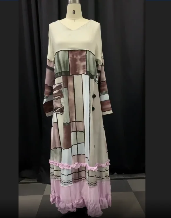 Новинка 2019 женские платья Осень-зима винтажный принт повседневное длинный рукав