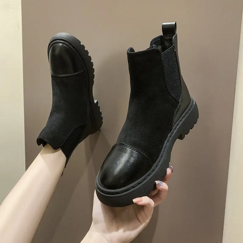 Ботинки Martin на толстой подошве с круглым носком Новый британский стиль Челси