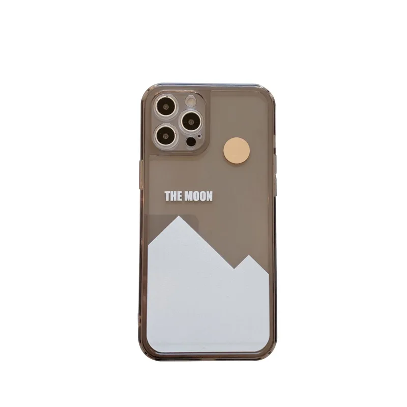 

Tobebest Snow Mountain Moon Premium Gray Clear Phone Cases for iPhone 12 Pro Max 11 X XS MAX XR 7 8 Plus 12mini Soft TPU Cover