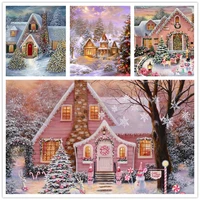 5d diy diamond painting winter house christmas full diamond mosaic cross stitch drawing art picture handicraft home decoration