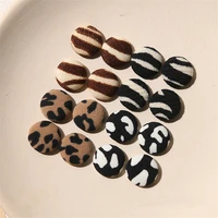 winter style 100pcslot color cotton leopard stripes print geometry rounds shape flatback cloth button diy jewelry accessory