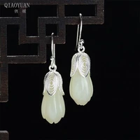 earrings 925 silver jade earrings for women jewelry gemstone earrings orchid earrings 925 silver crossing gold and white jade