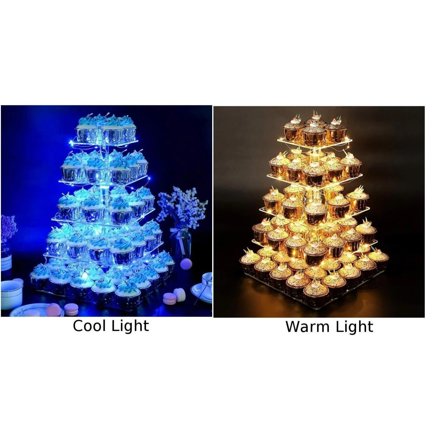 Подставка для кексов с квадратными светодиодными лампами акриловый держатель