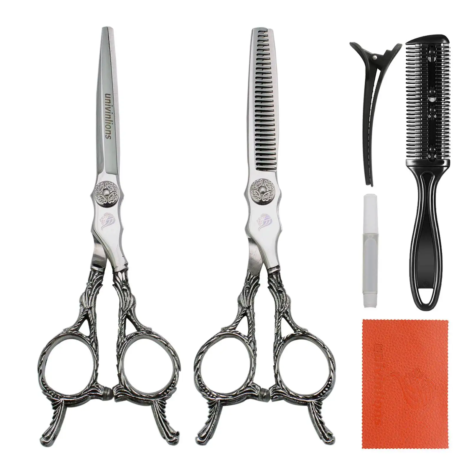 

Univinlions 6" Professional Hair Cutting Scissors Hairdressing Scissors Symmetrical Handle Thinning Shears Barber Accessories