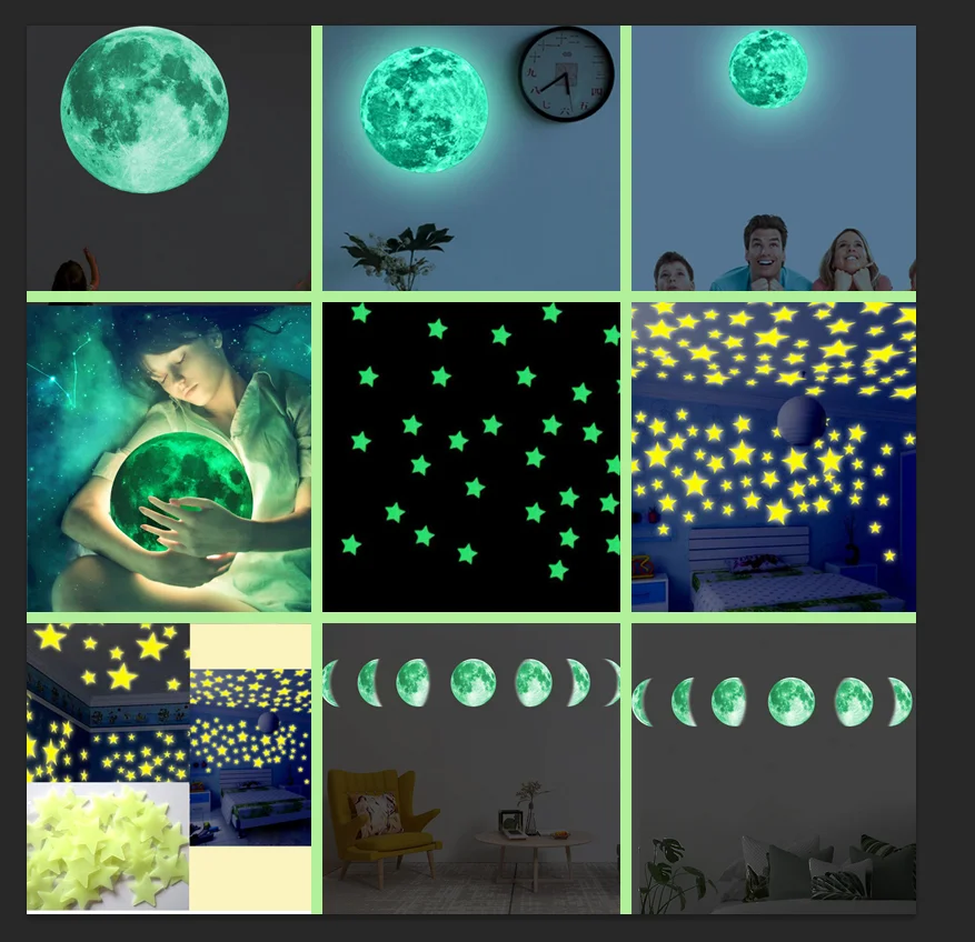 Креативная декоративная наклейка на стену с эффектом лунного затмения | Дом и сад