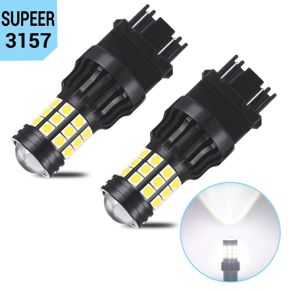 

2Pcs LED 3157 P27/12W 3156 P27W Led Bulb Car Turn Signal Lamp Brake Reverse Driving Lights DRL Auto Lamp White 6000k Amber Red