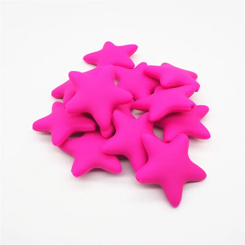 Fuchsia Ченкэй 10 шт. силиконовый Прорезыватель зубов в виде звезды для изготовления украшений своими руками, Мама Носить Baby Shower соска пустышка для кормления ювелирных изделий прорезывания зубов игрушки Микки бусины - Цвет: Fuchsia