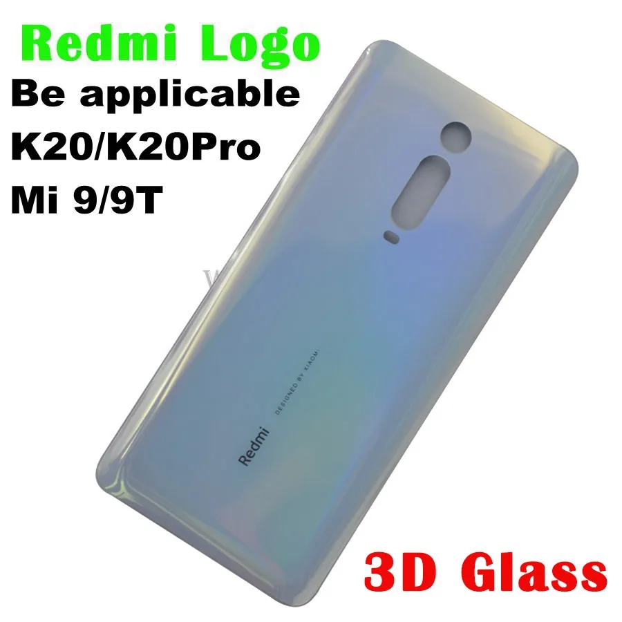 White Copy Чехол для батареи Red mi K20 Pro, Задняя стеклянная панель, чехол для задней двери для Xiaomi mi 9T Pro, чехол для батареи, задняя крышка с линзой - Цвет: White Copy