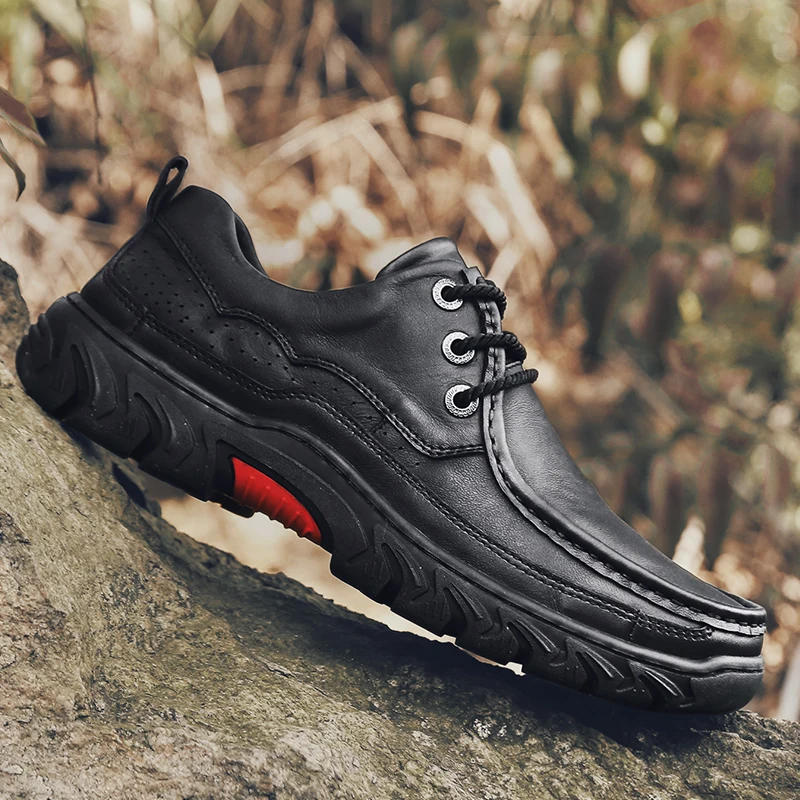 

Men's Leather Shoes Genuine Leather Fashion Non-Slip Tooling Shoes Outdoor Wear-Resistant Casual Oxford Shoes Large Size 38-48
