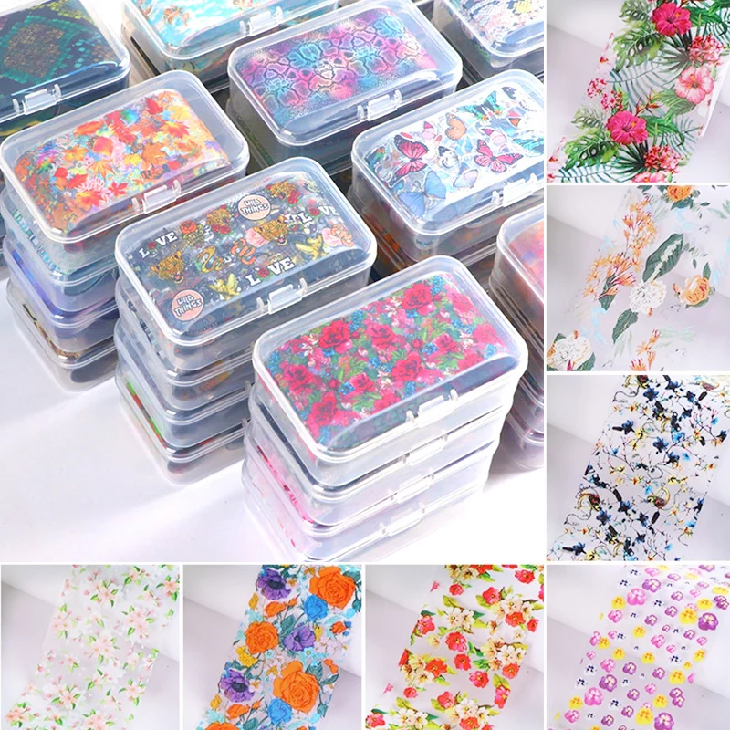 10rolls/box Flower Nail Foils Transfer Paper Butterfly Decals Candy Adhesive Wraps Floral Manicure Set Nails Decoration | Красота и