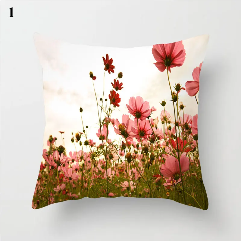 

45X45CM Romantic Flower Printed Cushion Cover Home Decorations For Car Sofa Decor Pillowcase Butterfly Pillow Case Supplies