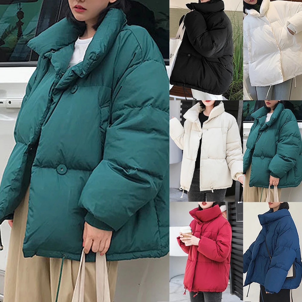 PUIMENTIUA 2019 зимняя теплая Женская куртка со стоячим воротником однотонный черный