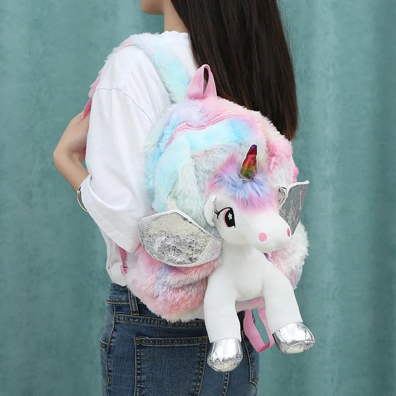 Unicorn Backpack  Plush Cartoon Children School Bags For Girls Kids Small Backpack  Doll bags Soft Cute Kindergarten Bookbag