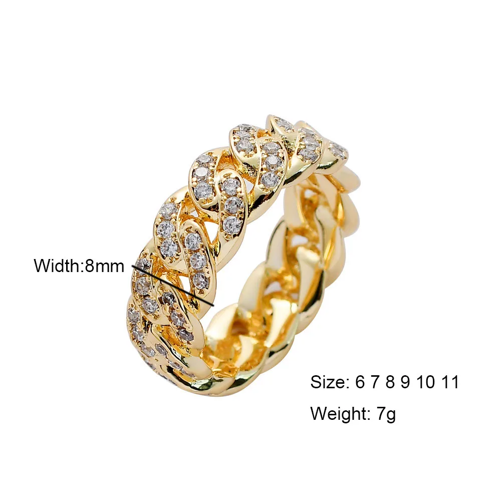 

Luxury Mens Bling Hip Hop CZ Iced Out Punk Rock Finger Ring Jewelry with Gift Box for Engagement Wedding