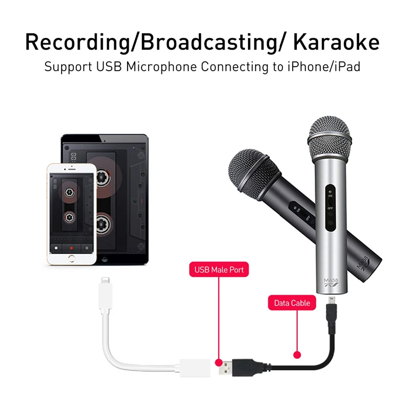 OTG кабель конвертер данных для iphone iPad разъем для клавиатуры USB проводные наушники конвертер Электрический пианино адаптер для iphone