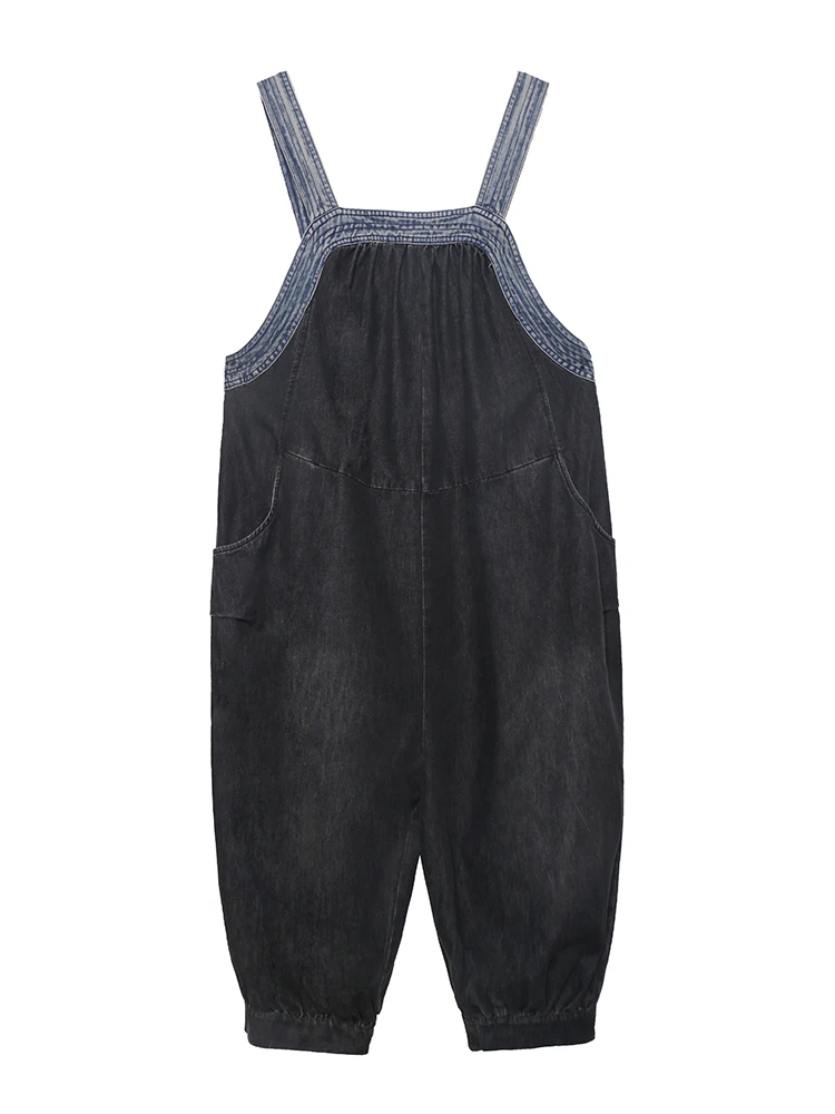 

Denim bib women 2020 new fashion big size fat mm early autumn casual nine-point bloomers women's fashion personality jumpsuit