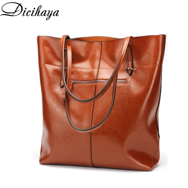 

Сумка-тоут DICIHAYA женская из натуральной воловьей кожи, модный вместительный саквояж на плечо с карманами, 2020