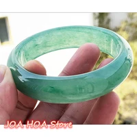 natural tanglin jade bangle ice transparent floating green flower bracelet womens handring fine jewelry