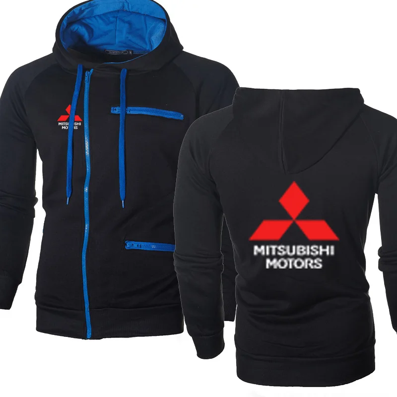 

Fashion Men's Sweatshirt Mitsubishi Car Logo Printing Solid Color Sport Jacket Cotton High Quality Men's Oblique Chain Hoodie