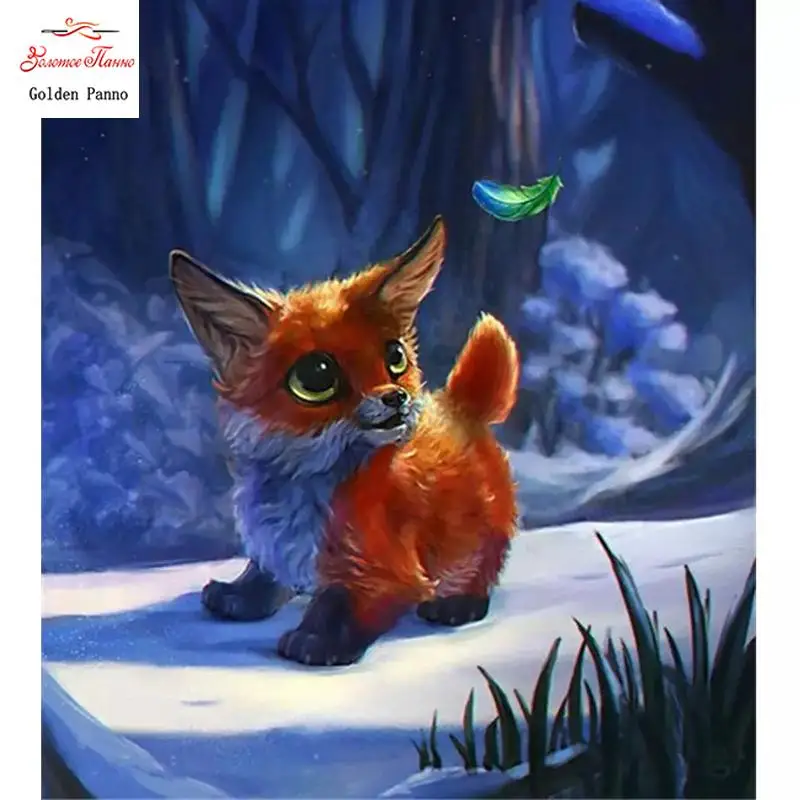 Square Diamond Diamond Painting Animal Mosaic Rhinestone Cross Stitch Winter Diamond Embroidery Fox Home Decoration