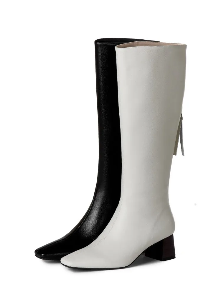 

head high boots, autumn and winter 2020 Korean online red square new Knight boots, top layer cowhide high-heeled