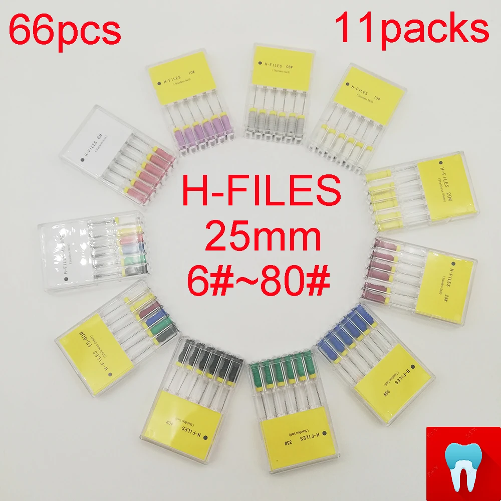 11 упаковок 6 # 80 #25 мм стоматологические файлы H дантист Эндодонтические